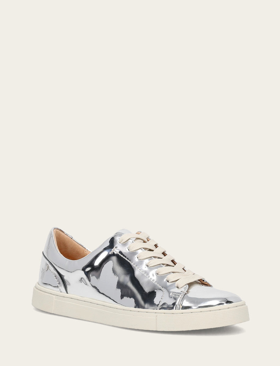 Silver Sneakers Frye Women's Silver Ivy Low Lace Slip On Sneakers