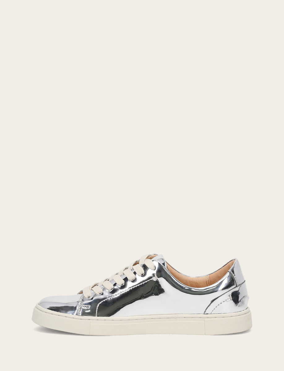 Silver Sneakers Frye Women's Silver Ivy Low Lace Slip On Sneakers