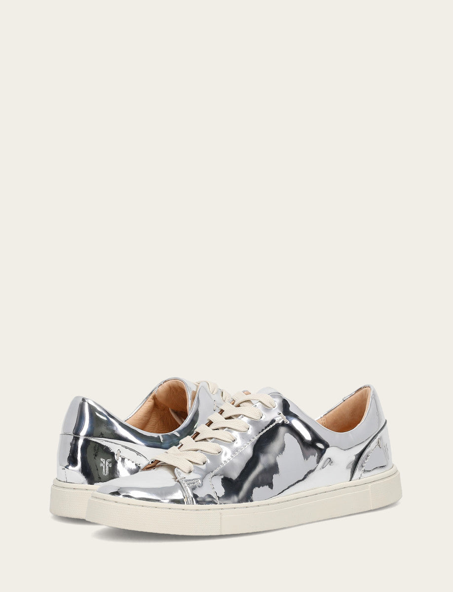 Silver Sneakers Frye Women's Silver Ivy Low Lace Slip On Sneakers