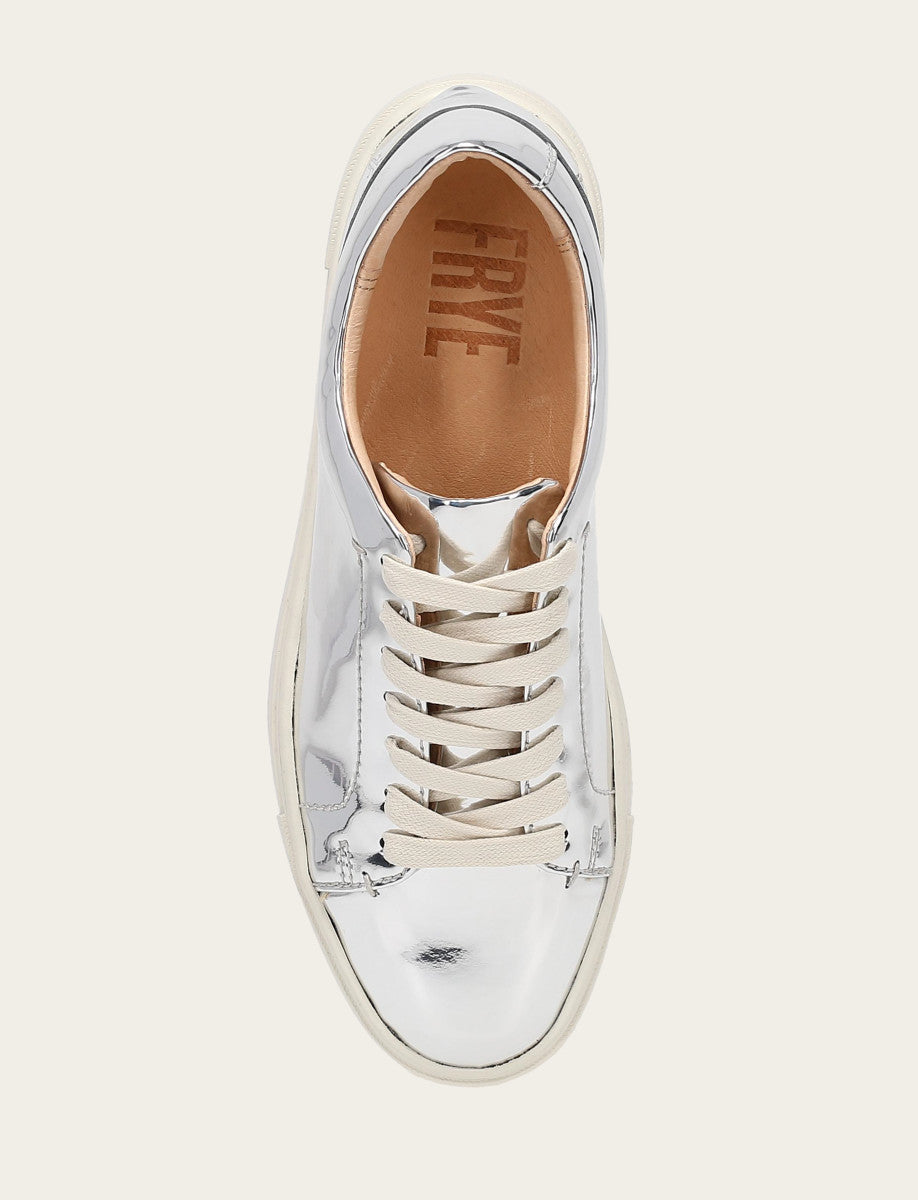 Silver Sneakers Frye Women's Silver Ivy Low Lace Slip On Sneakers