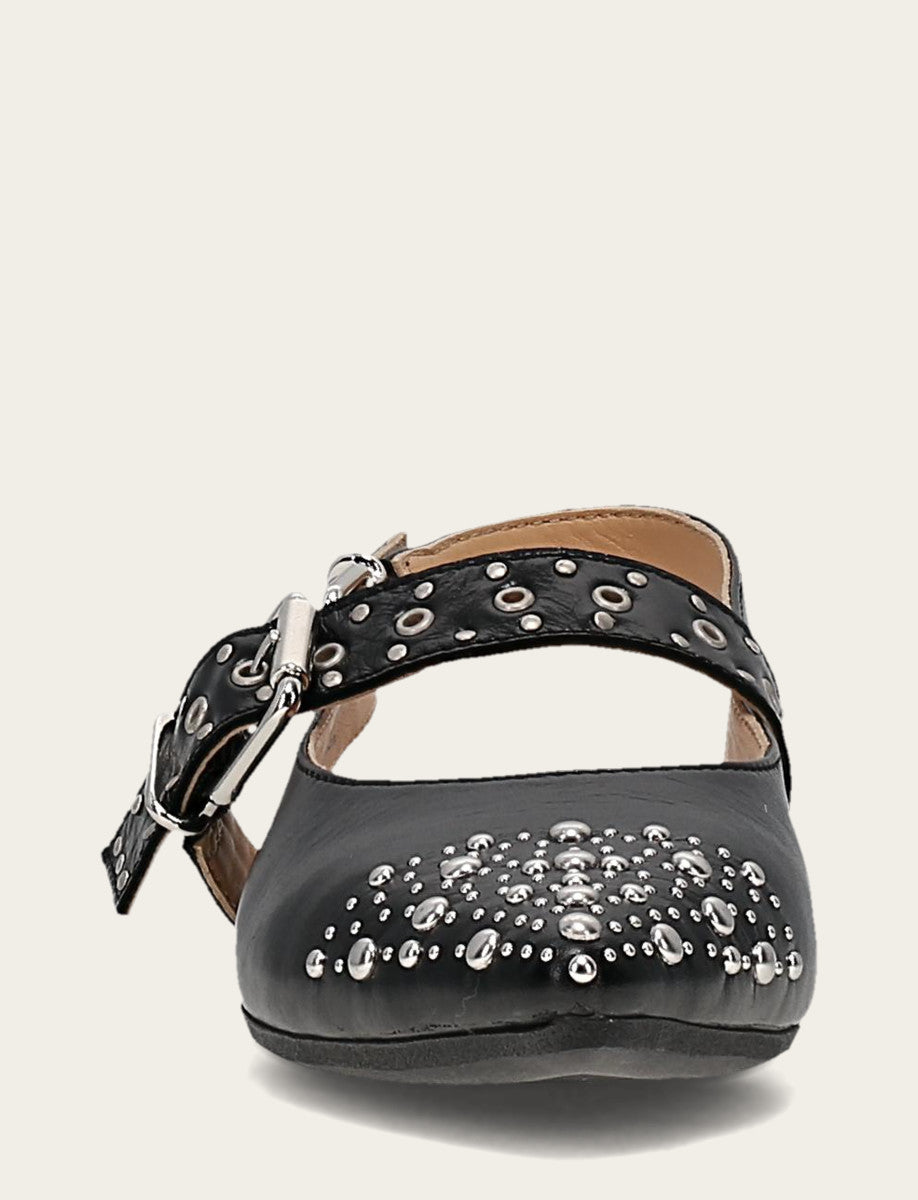 Black Flats & Mules Frye Women's Black Heather Slingback Studded Shoe