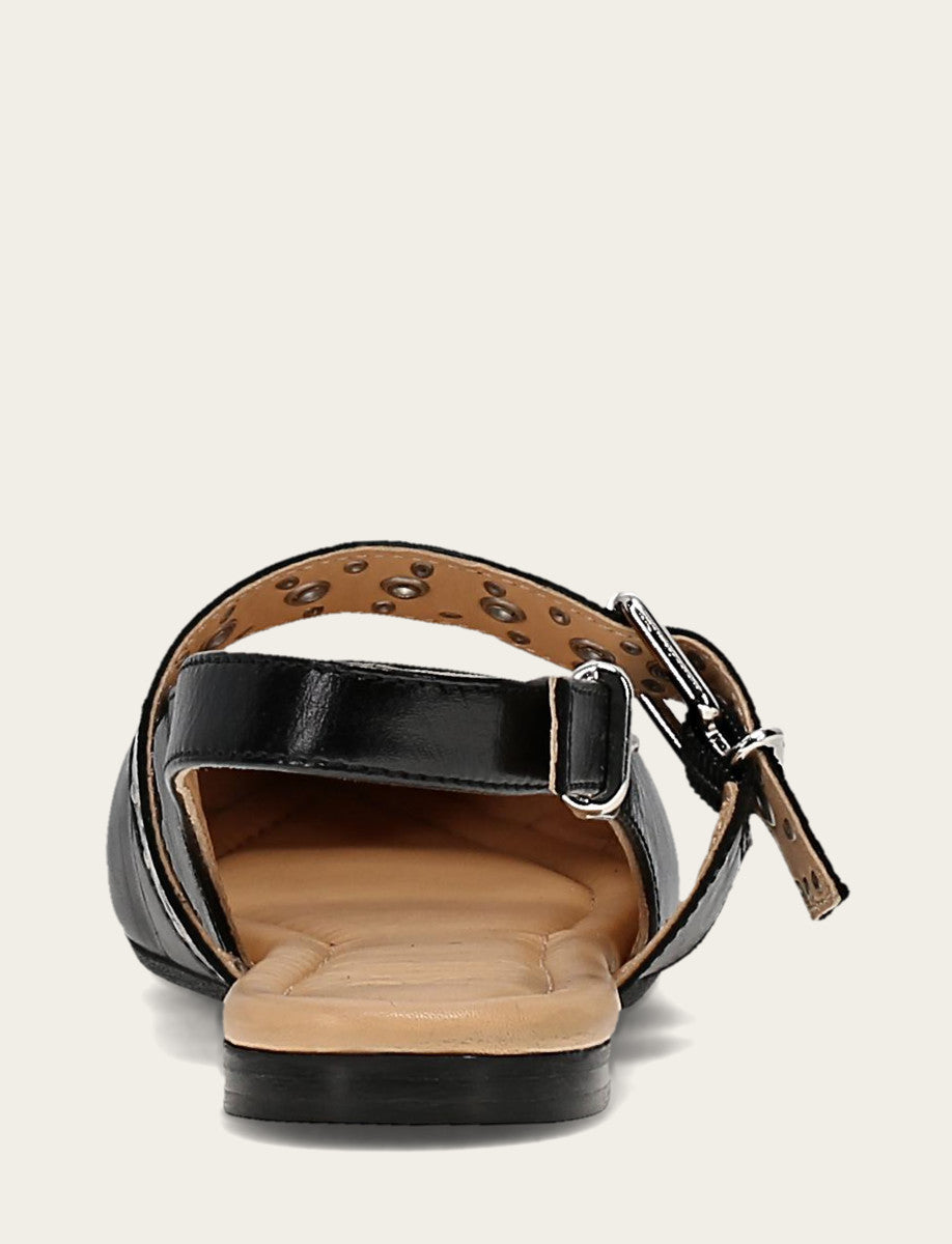 Black Flats & Mules Frye Women's Black Heather Slingback Studded Shoe