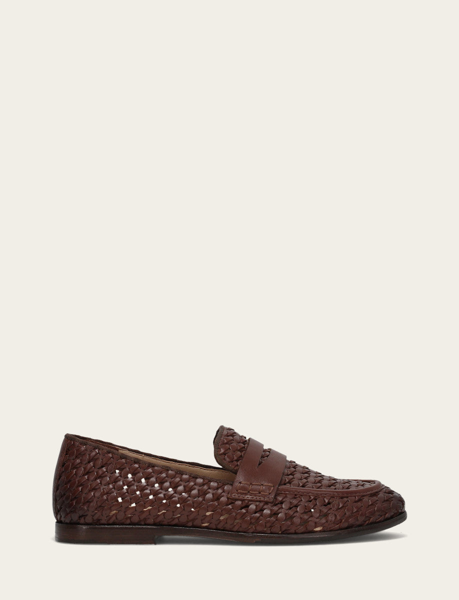 Dark Brown Flats & Mules Frye Faith Woven Loafer