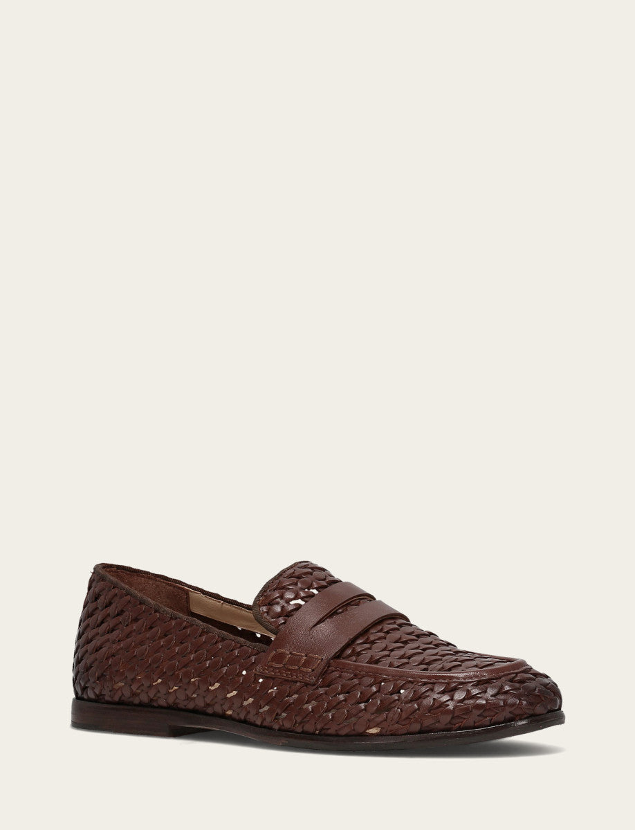 Dark Brown Flats & Mules Frye Faith Woven Loafer