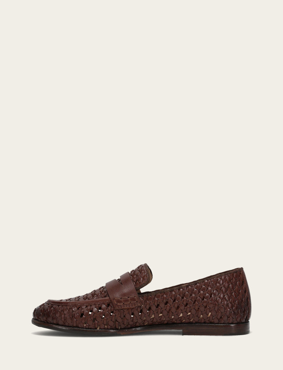 Dark Brown Flats & Mules Frye Faith Woven Loafer