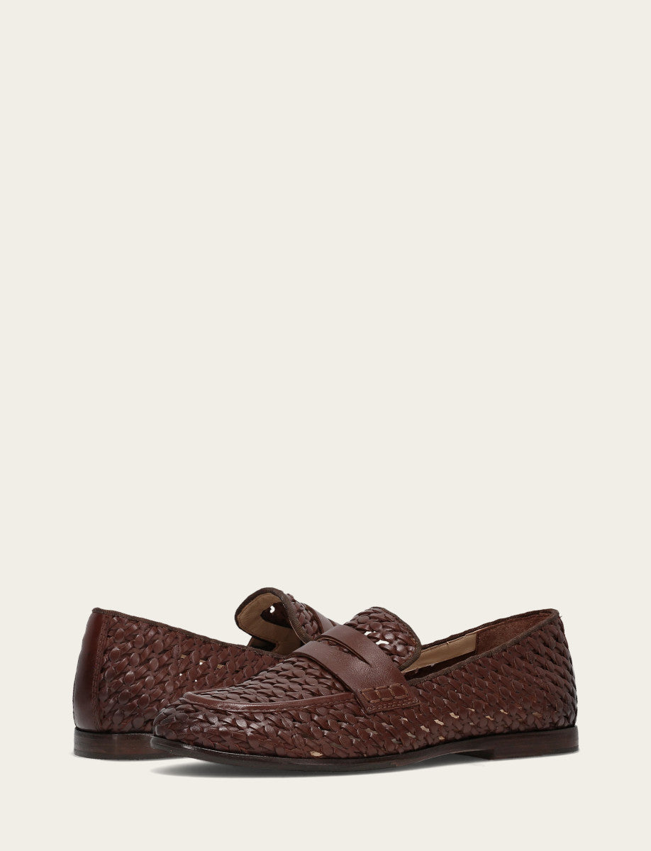 Dark Brown Flats & Mules Frye Faith Woven Loafer