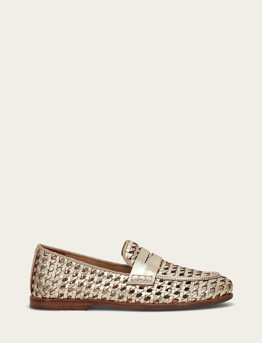 Gold Flats & Mules Frye Faith Woven Loafer