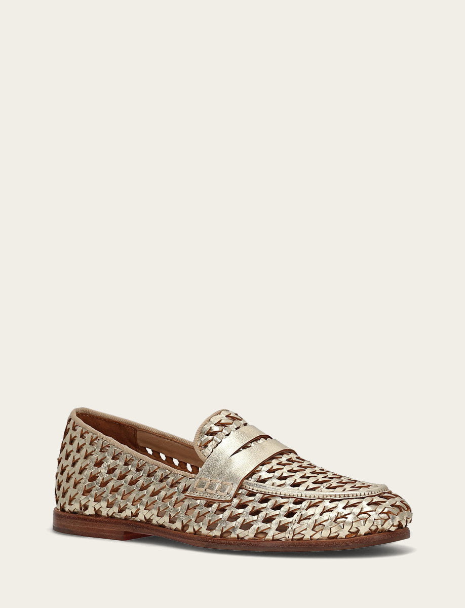 Gold Flats & Mules Frye Faith Woven Loafer
