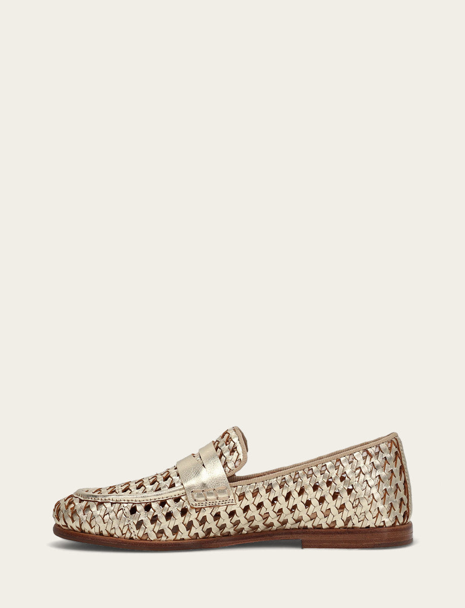 Gold Flats & Mules Frye Faith Woven Loafer