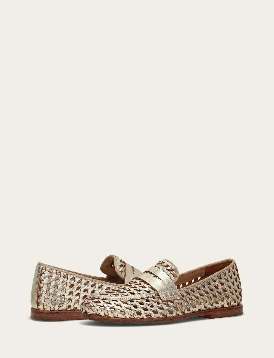 Gold Flats & Mules Frye Faith Woven Loafer