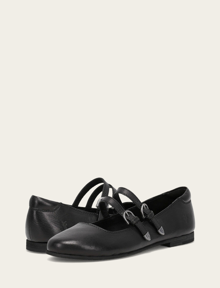 Black Flats & Mules Frye Women's Black Carson Multi Mary Jane Flats