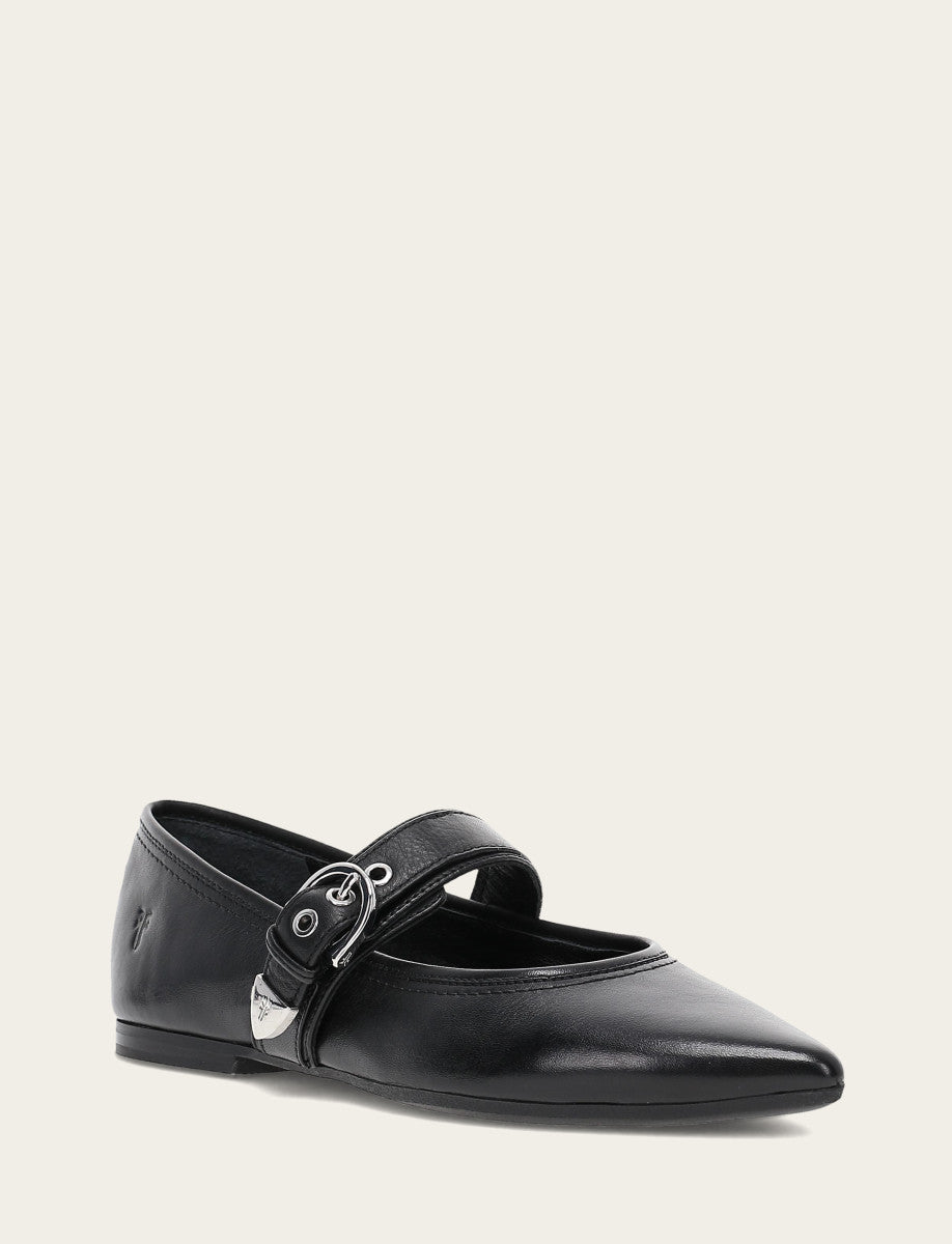 Black Flats & Mules Frye Women's Black Heather Buckle Mary Jane Flats