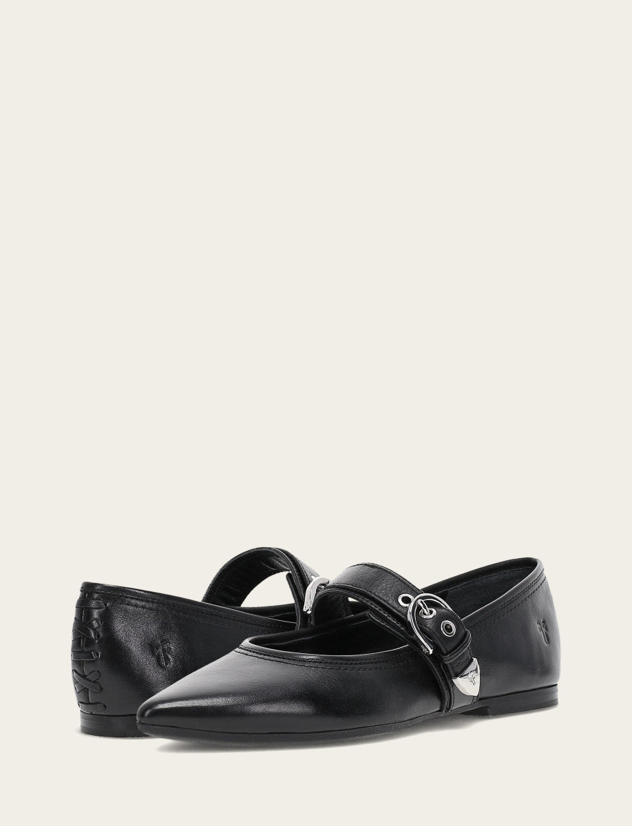 Black Flats & Mules Frye Women's Black Heather Buckle Mary Jane Flats