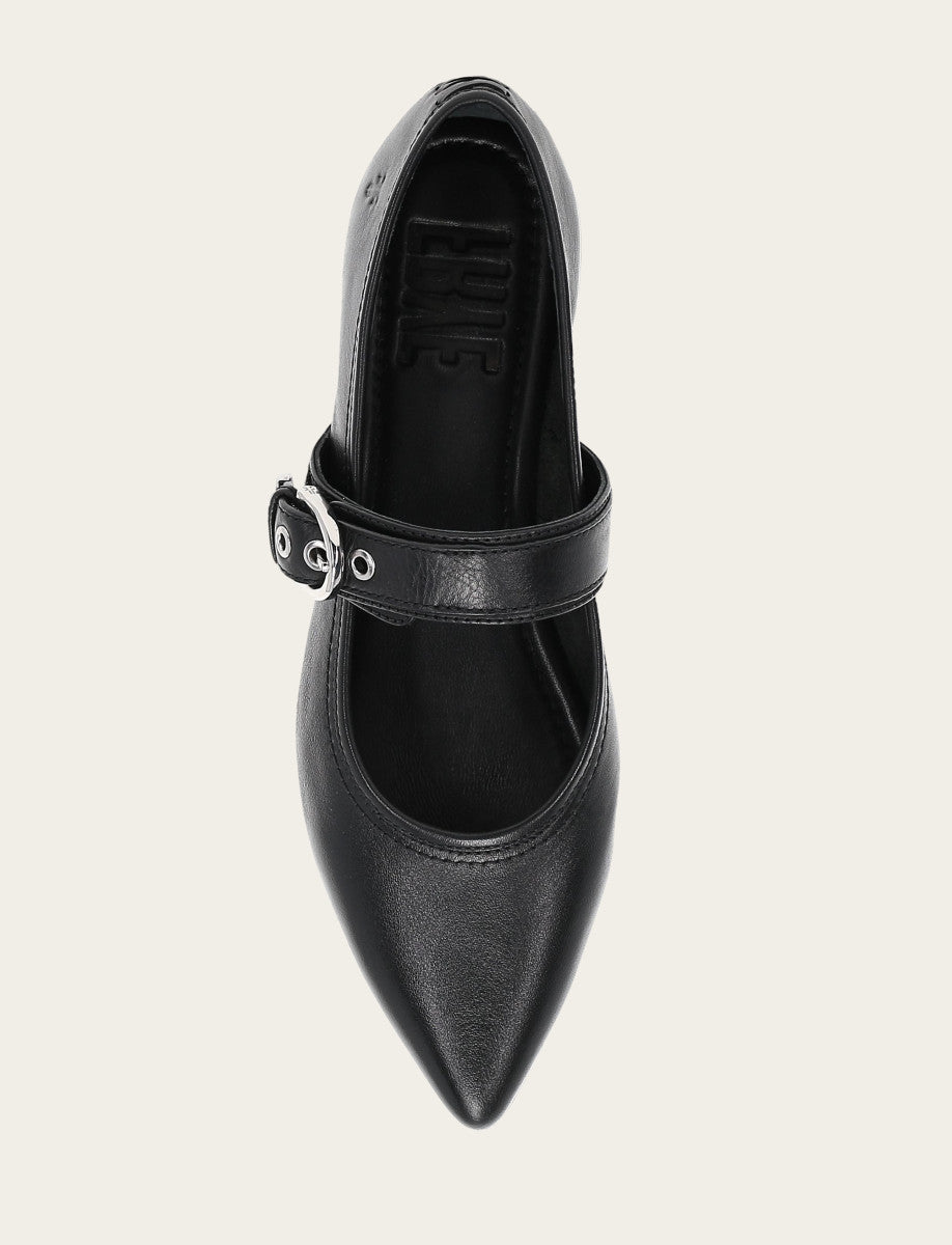 Black Flats & Mules Frye Women's Black Heather Buckle Mary Jane Flats