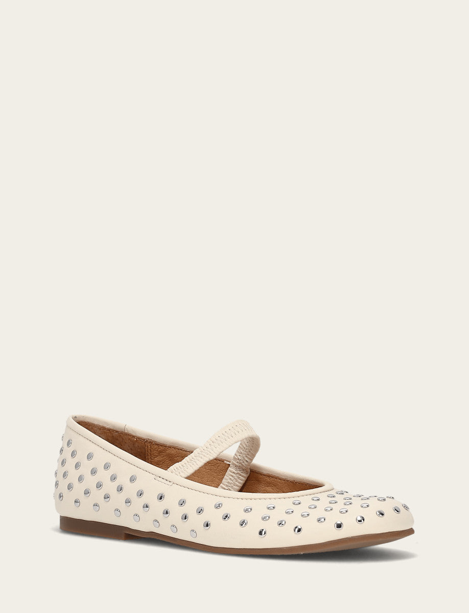 Ecru Flats & Mules Frye Women's Ecru Emma Studded Mary Jane Shoe