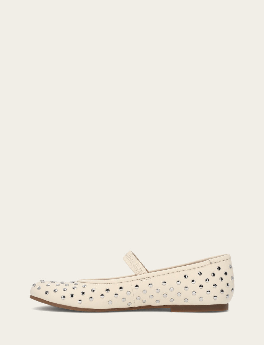 Ecru Flats & Mules Frye Women's Ecru Emma Studded Mary Jane Shoe