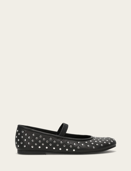 Black Flats & Mules Frye Women's Black Emma Studded Mary Jane Shoe