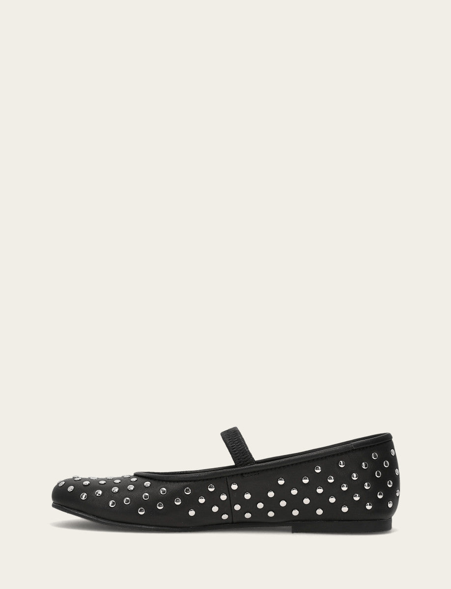 Black Flats & Mules Frye Women's Black Emma Studded Mary Jane Shoe