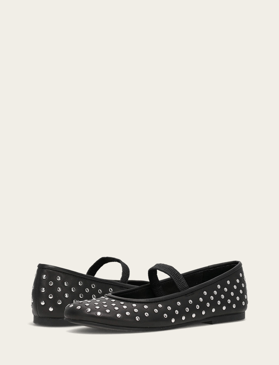 Black Flats & Mules Frye Women's Black Emma Studded Mary Jane Shoe