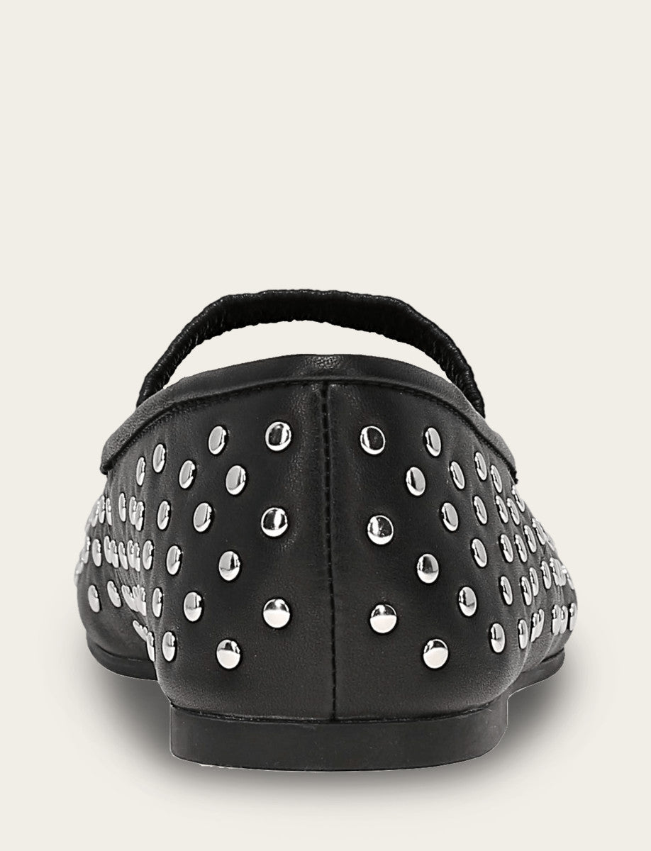 Black Flats & Mules Frye Women's Black Emma Studded Mary Jane Shoe