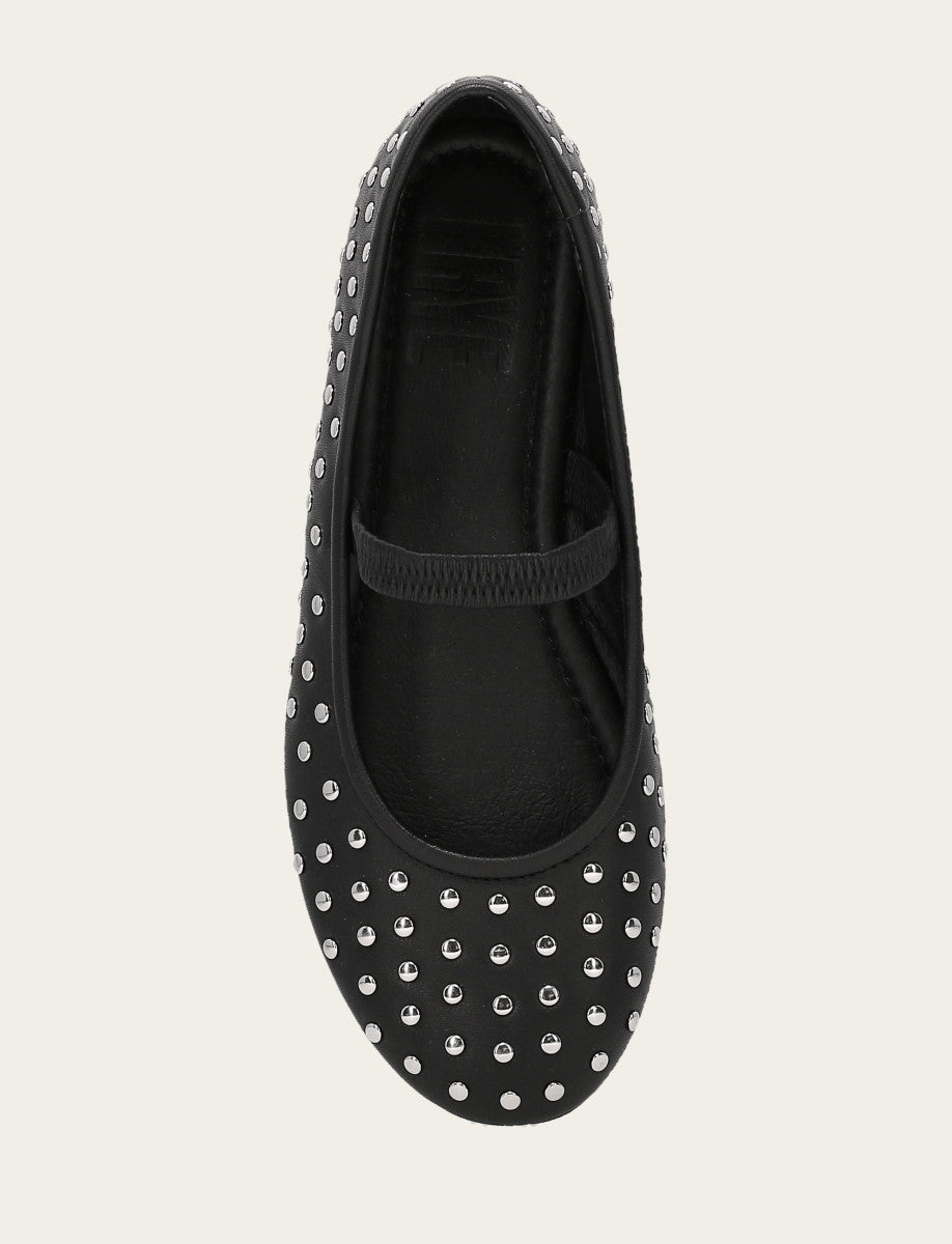 Black Flats & Mules Frye Women's Black Emma Studded Mary Jane Shoe