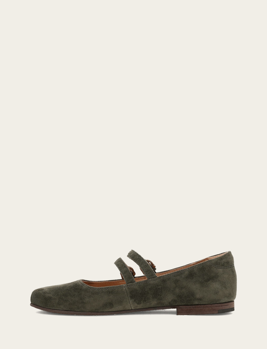 Dark Olive Flats & Mules Frye Women's Dark Olive Carson Multi Mary Jane Shoe