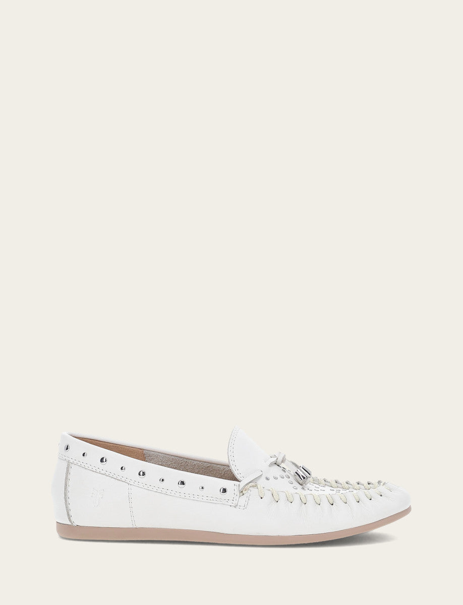 White Flats & Mules Frye Women's White Naya Stud Moc Loafers