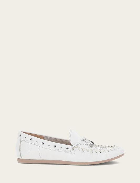 White Flats & Mules Frye Women's White Naya Stud Moc Loafers
