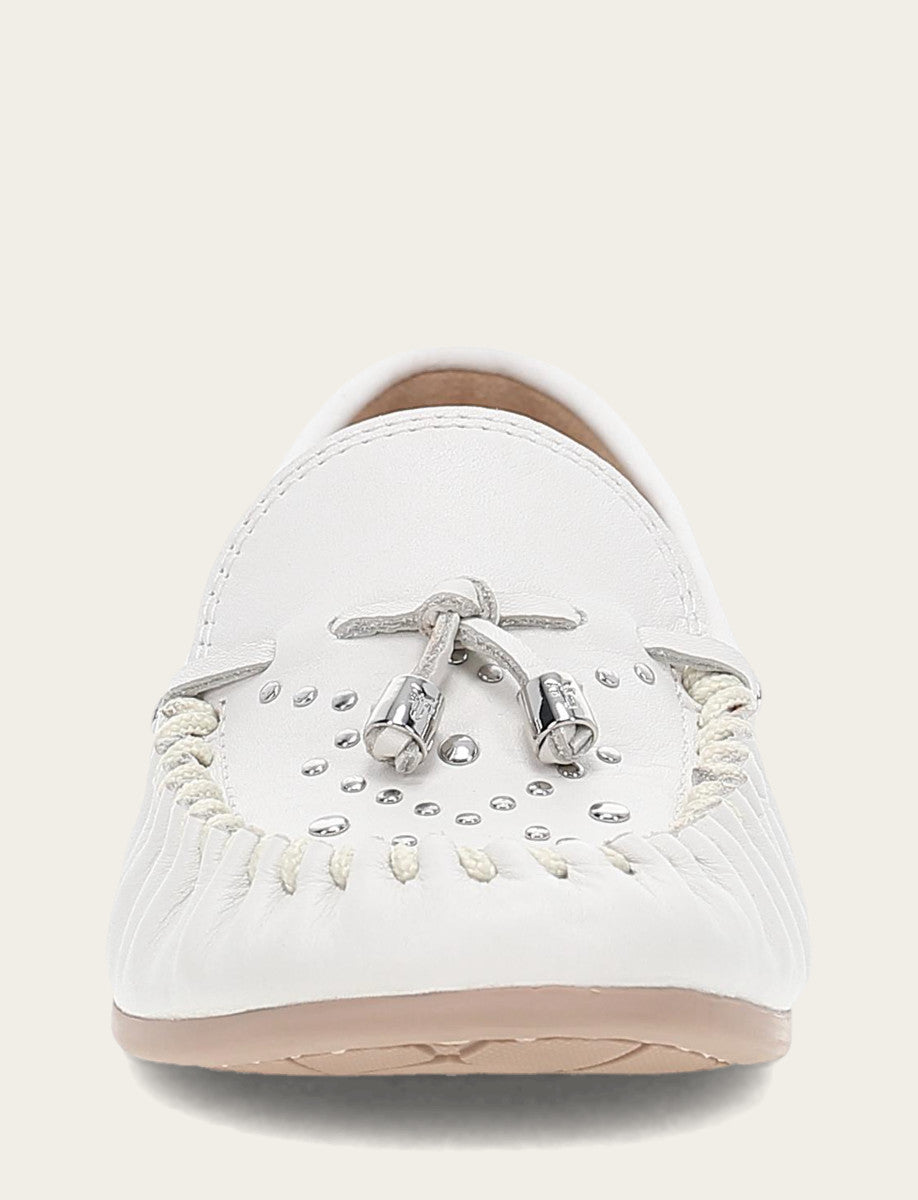 White Flats & Mules Frye Women's White Naya Stud Moc Loafers