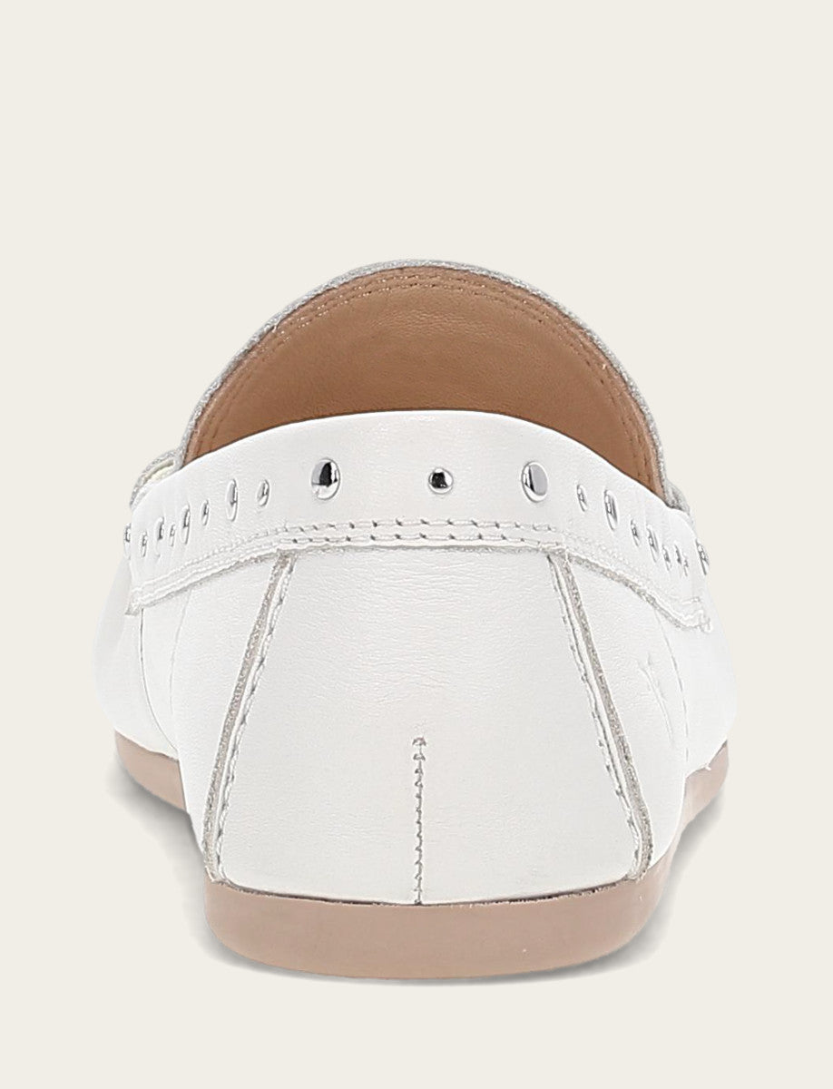 White Flats & Mules Frye Women's White Naya Stud Moc Loafers