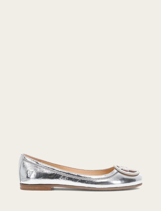 Silver Flats & Mules Frye Women's Silver Carson Logo Ballet Flats