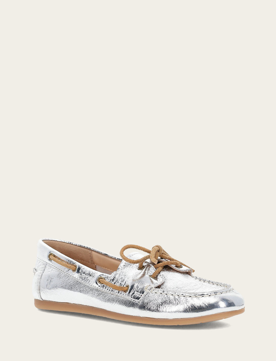 Silver Flats & Mules Frye Women's Silver Naya Boat Shoes