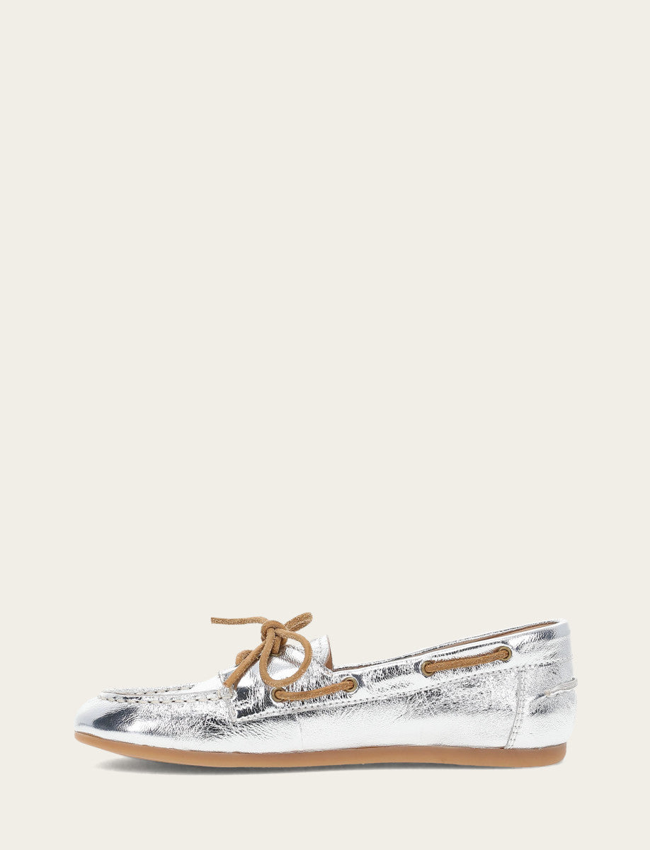 Silver Flats & Mules Frye Women's Silver Naya Boat Shoes