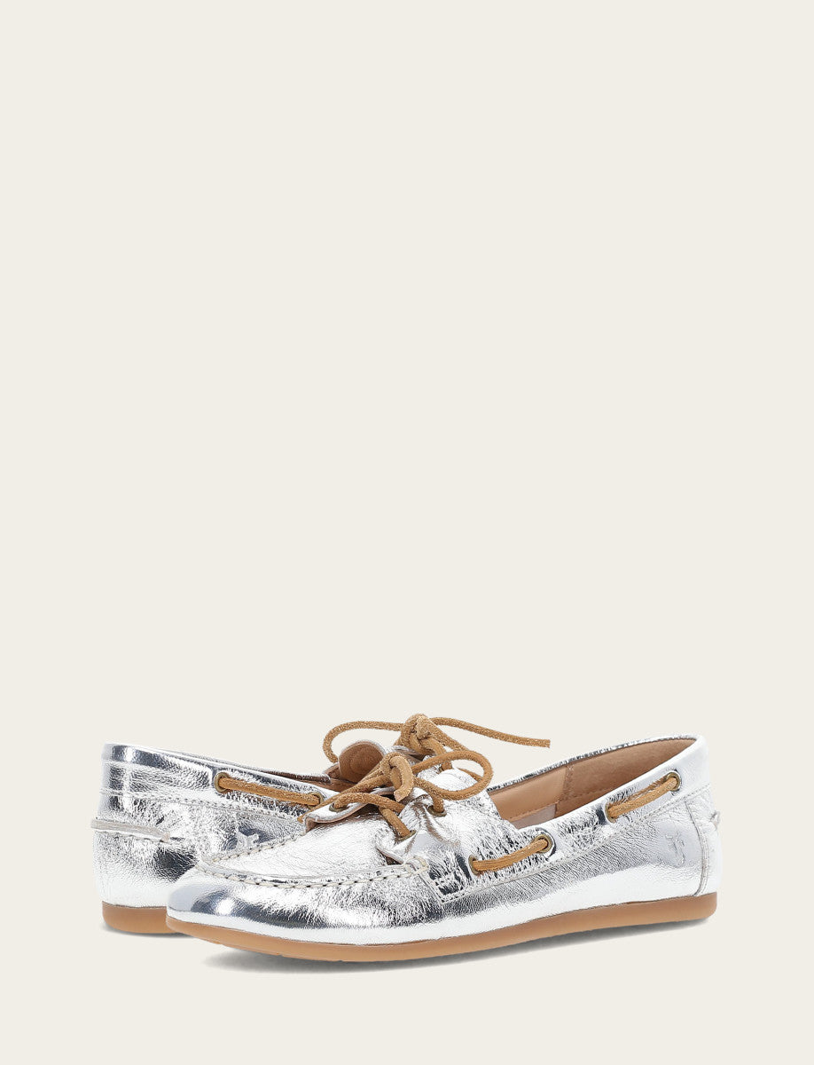 Silver Flats & Mules Frye Women's Silver Naya Boat Shoes