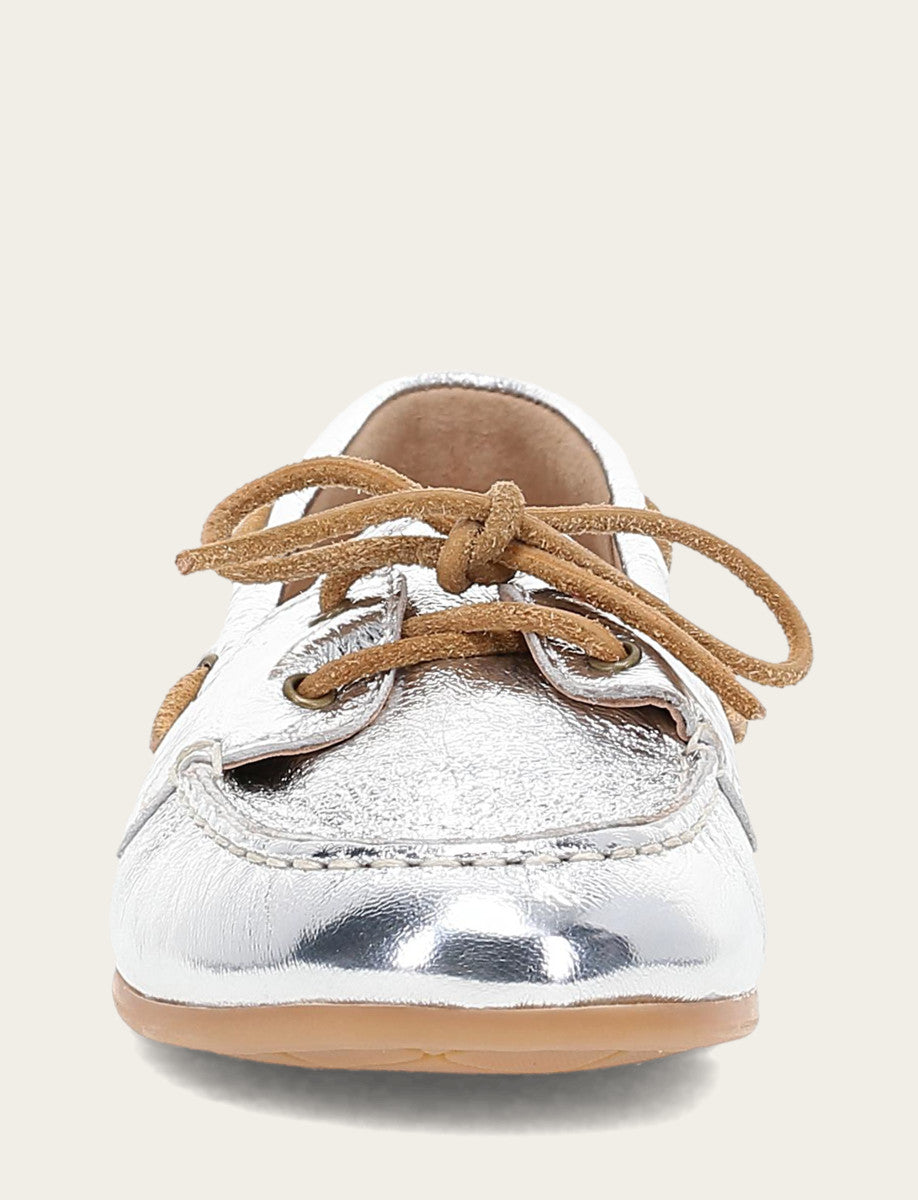 Silver Flats & Mules Frye Women's Silver Naya Boat Shoes