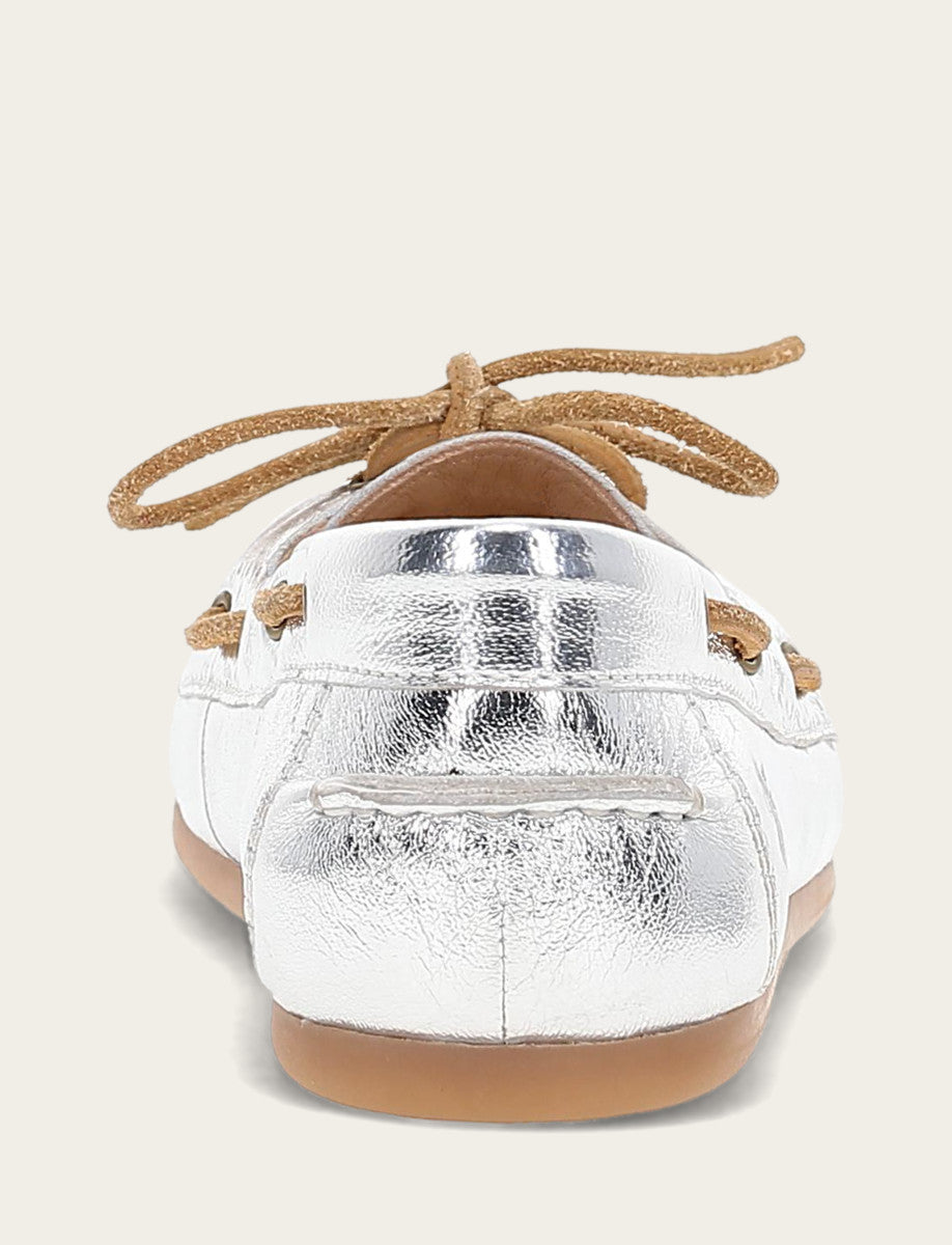 Silver Flats & Mules Frye Women's Silver Naya Boat Shoes