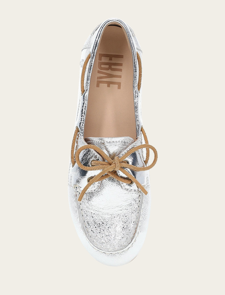 Silver Flats & Mules Frye Women's Silver Naya Boat Shoes