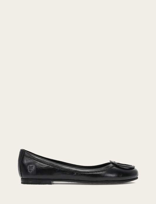 Black Flats & Mules Frye Women's Black Carson Logo Ballet Flats