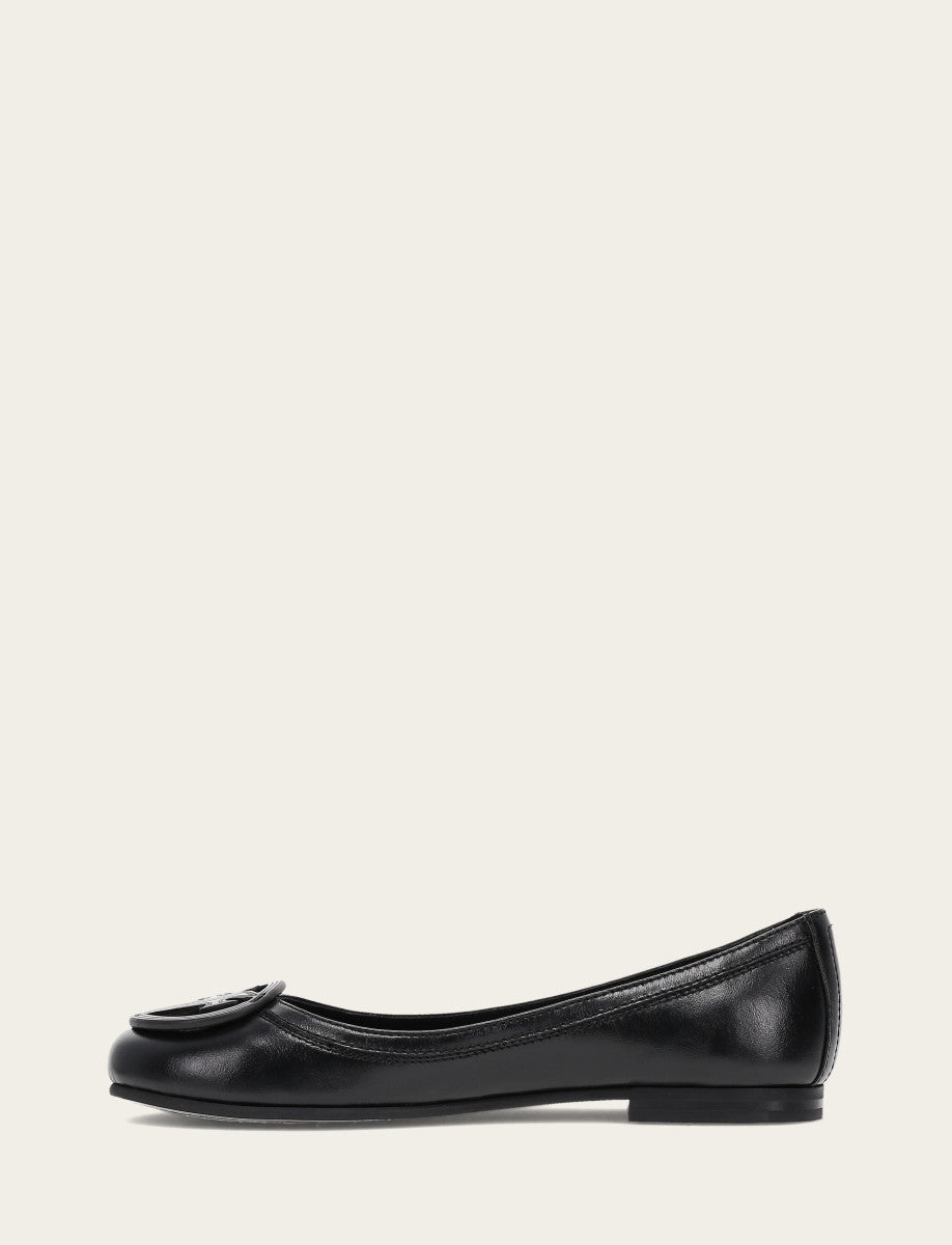 Black Flats & Mules Frye Women's Black Carson Logo Ballet Flats