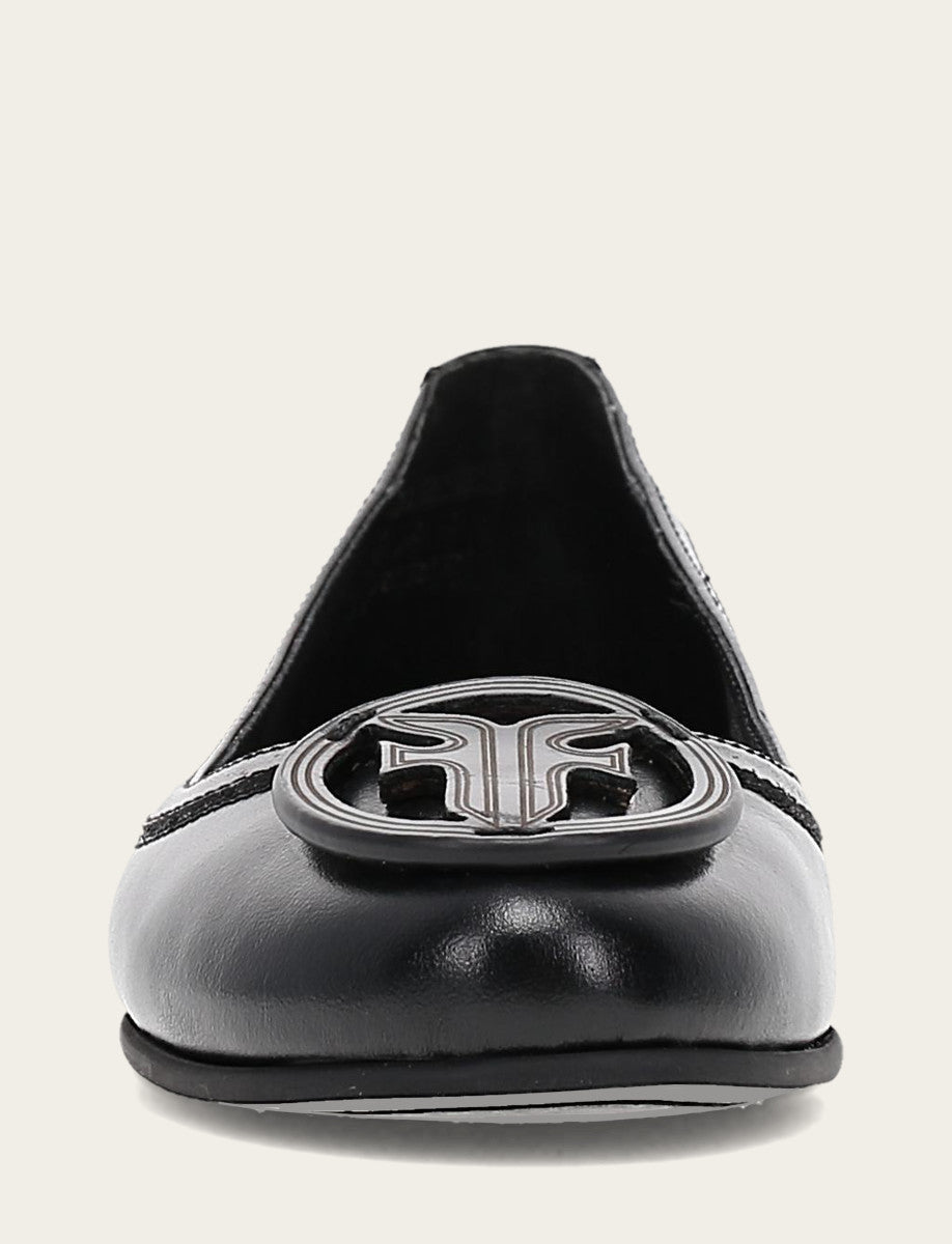 Black Flats & Mules Frye Women's Black Carson Logo Ballet Flats