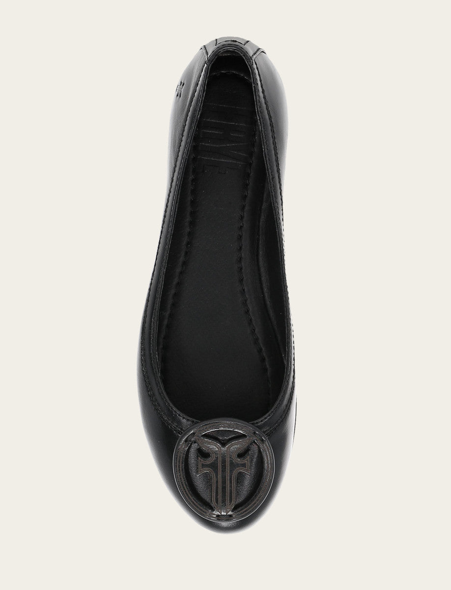 Black Flats & Mules Frye Women's Black Carson Logo Ballet Flats