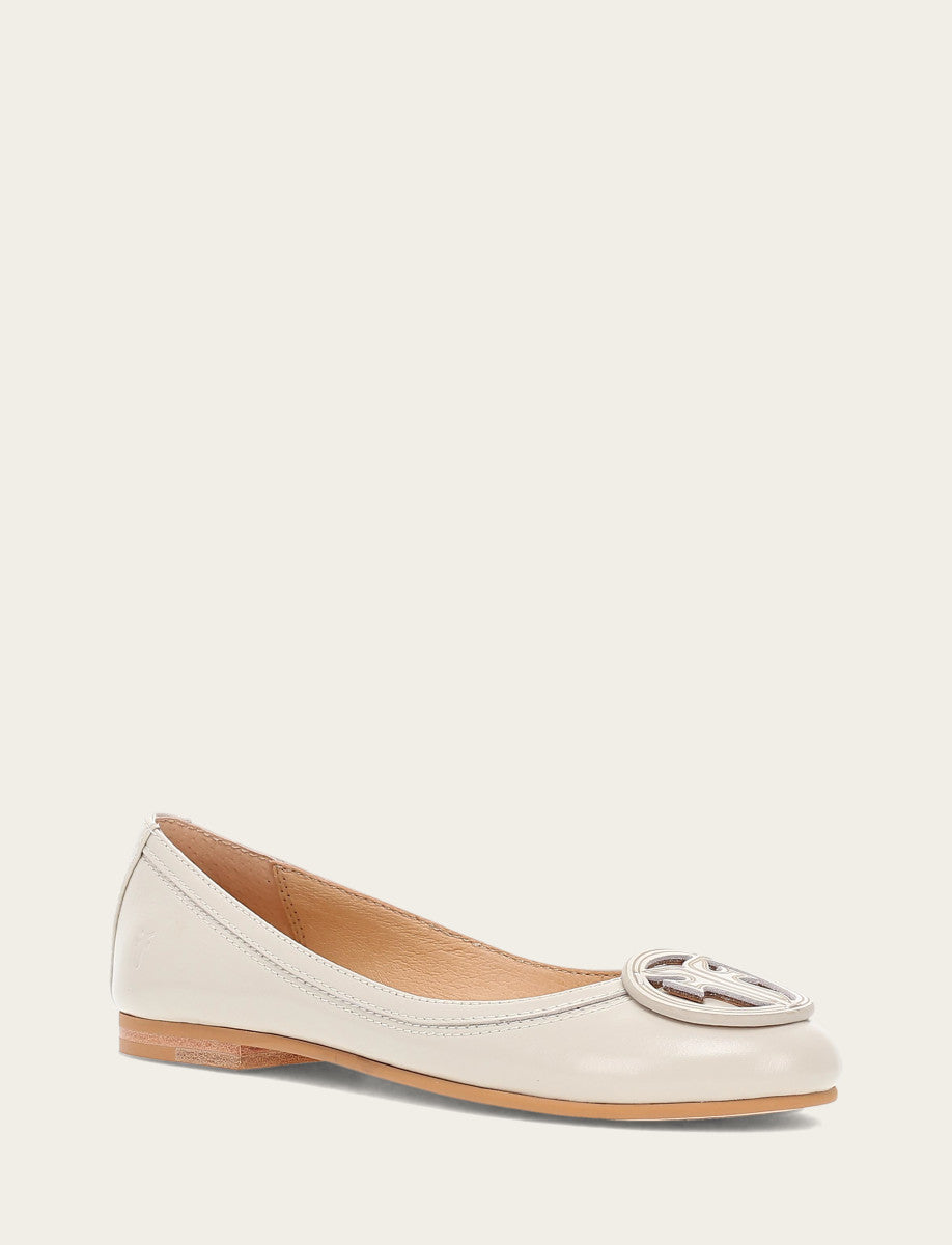 Ivory Flats & Mules Frye Women's Ivory Carson Logo Ballet Flats