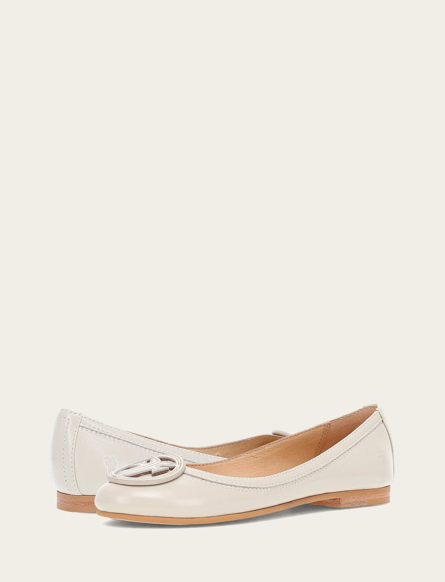 Ivory Flats & Mules Frye Women's Ivory Carson Logo Ballet Flats