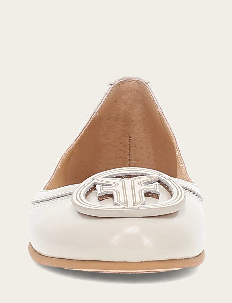 Ivory Flats & Mules Frye Women's Ivory Carson Logo Ballet Flats