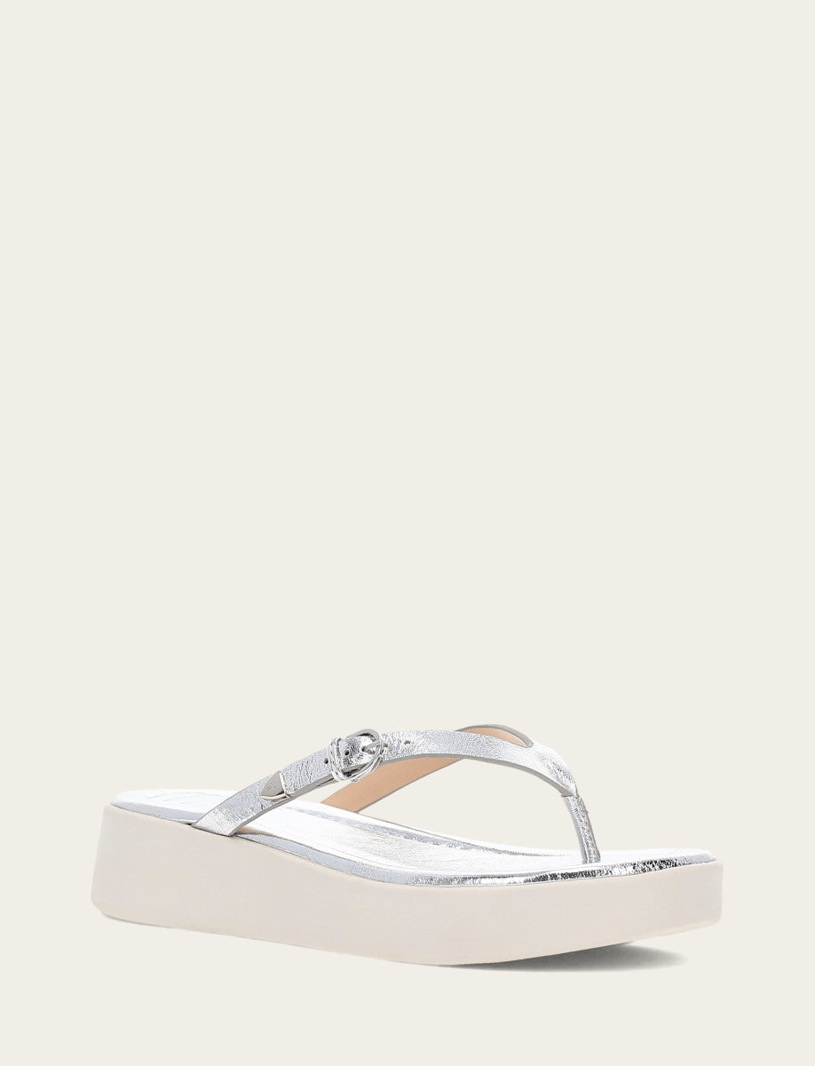 Silver Sandals Frye Women's Silver Maya Buckle Thong Sandals