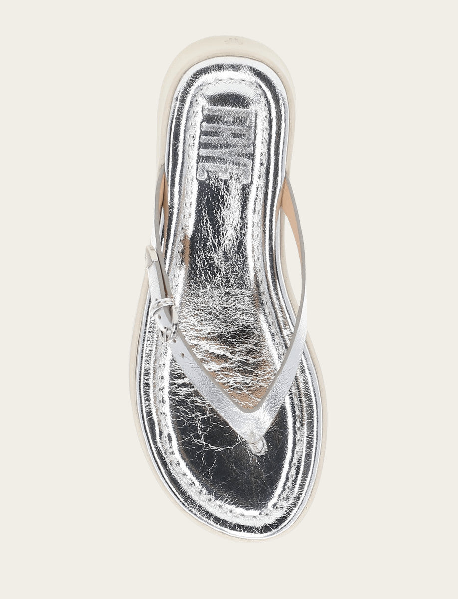 Silver Sandals Frye Women's Silver Maya Buckle Thong Sandals