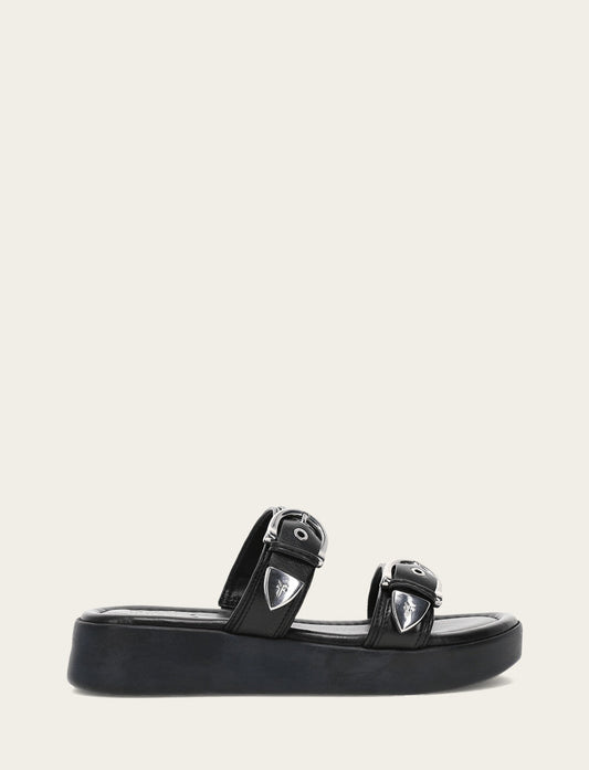 Black Sandals Frye Women's Black Maya Buckle Sandals