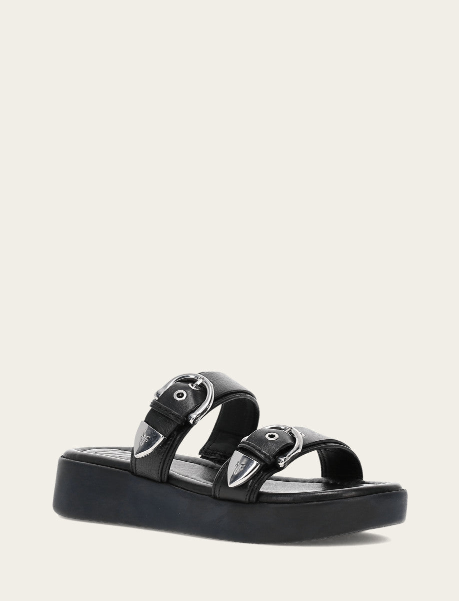 Black Sandals Frye Women's Black Maya Buckle Sandals