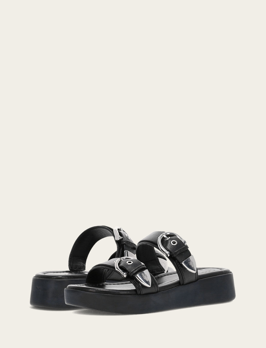 Black Sandals Frye Women's Black Maya Buckle Sandals