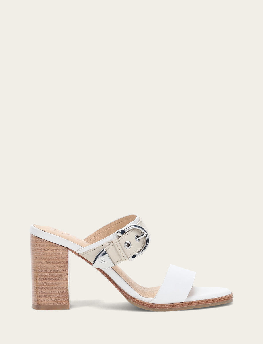 White/ivory Sandals Frye Women's White Ivory Stella Buckle Slide Sandals